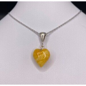 925 vintage yellow amber heart